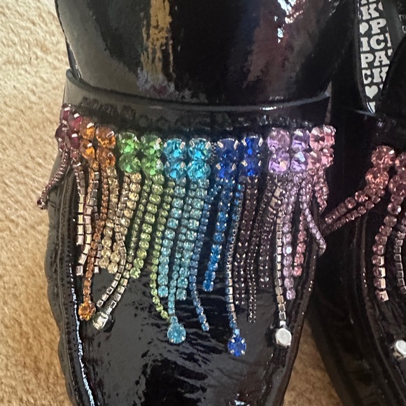 Sophia Webster patent leather stacked heel loafer. - Picture 2 of 6